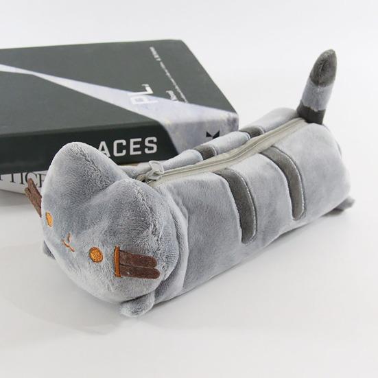 3D плюшевый пенал в виде кота на молнии с мягкой плюшевой канцелярией в виде животного с рисунком