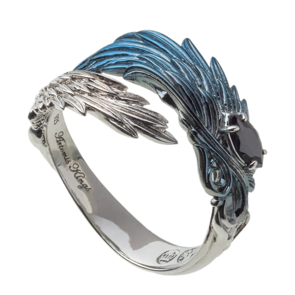 Artemis Kings Кольцо из серебра 925 пробы с синим крылом, Размер, AKR0078, Мужской аксессуар, Ювелирное изделие, Кольцо,