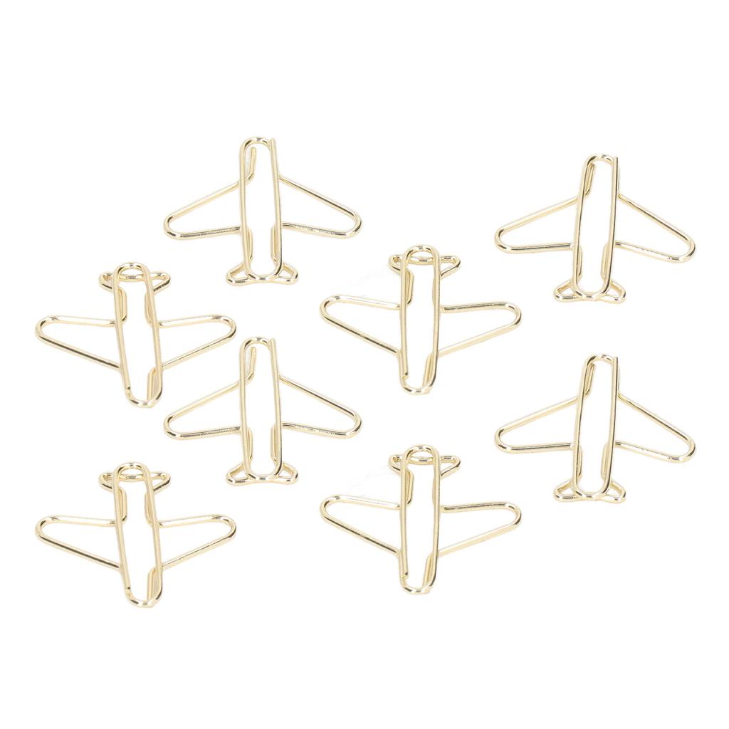 100pcs Paper Clips Portable Anti Rust Electroplating Gold Cute Airplane Shaped Metal Paper Clip for 