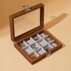 Стеклянная крышка Деревянная шкатулка для украшений Бархатный лоток для демонстрации ювелирных изделий Футляр для колец Органайзер для ювелирных изделий Женский подарок