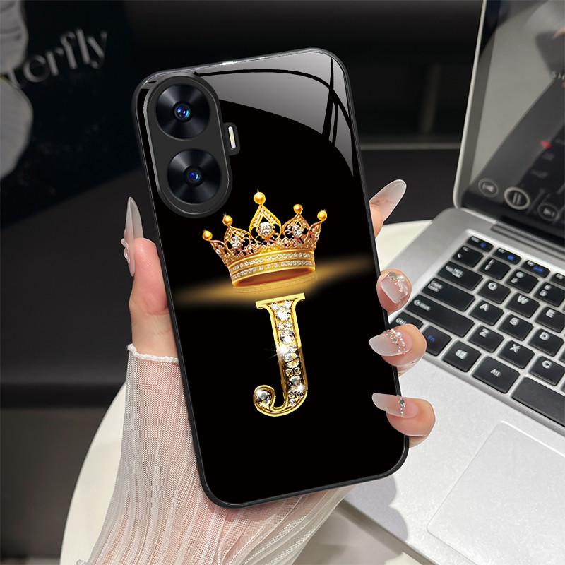 Чехол для Realme C55 4G Модные буквы Жесткие задние крышки из закаленного стекла Для Realme Narzo N55 NarzoN55 C55 RMX3710 Чехол для телефона