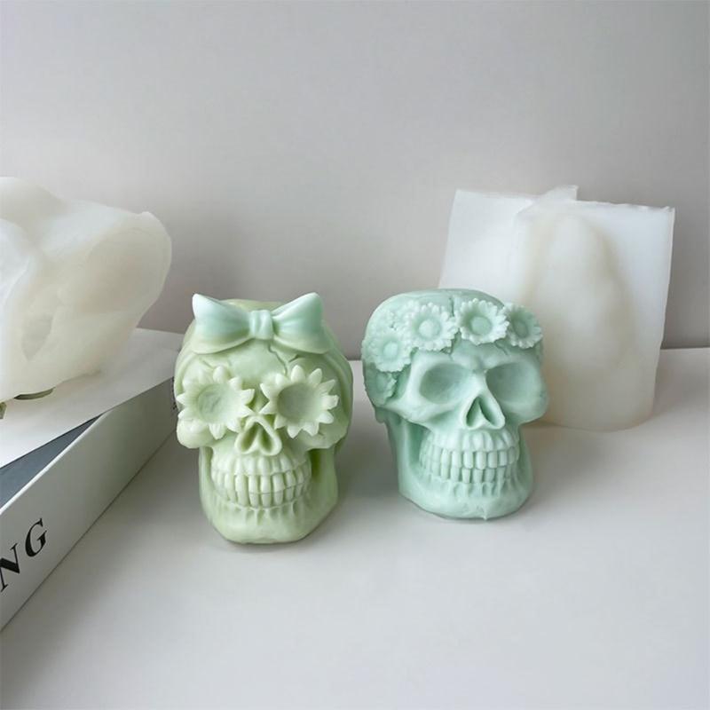 3D Форма для свечи в виде черепа из силикона DIY Украшение на Хэллоуин Формы для литья из эпоксидной смолы и гипса Инструменты для домашнего декора