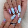 24pcs False Nails Blue Gradient Design Fake Nails Art Full Coverage Waterproof Removable Artificial Press On Nails