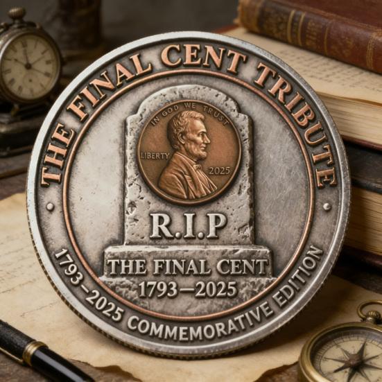 1/2/3/4/5Pcs Final Cent Tribute Coin R.I.P. Penny Souvenir Coin Historic Collectible Token History Buffs Collectors Enthusiasts Keepsake Gift