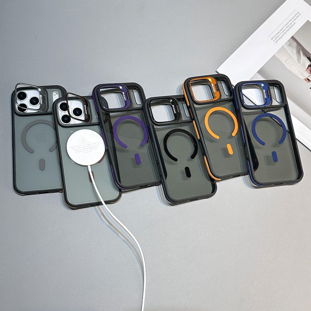 KEYSION Прозрачный магнитный чехол-подставка для линз MagSafe для iPhone 17 Pro Max Air TPU+PC Блокировка цвета Ударопрочный чехол для телефона