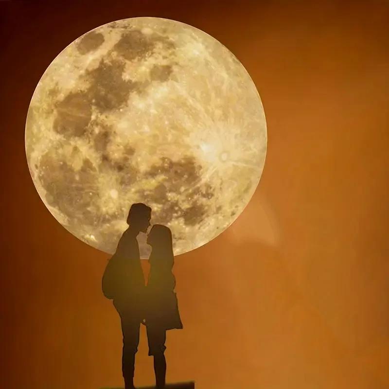 Светодиодный лунный проектор, ночник, USB-перезаряжаемый, регулируемый, 3D-светильник для спальни, детской комнаты, украшения стен для вечеринки