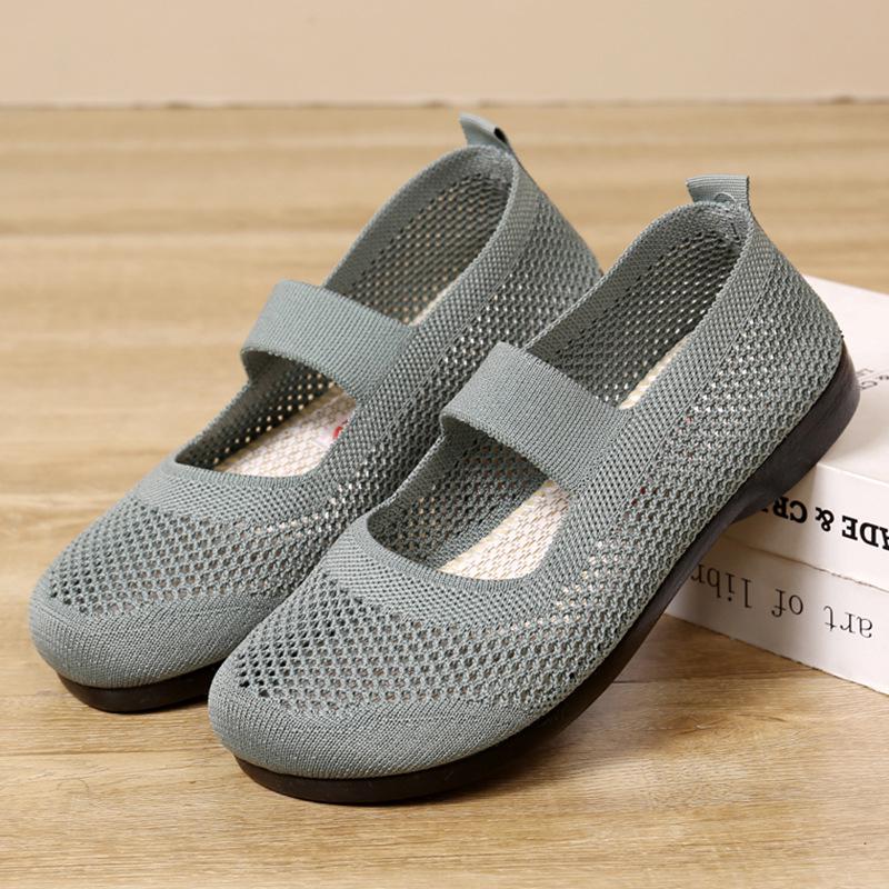 Летняя женская обувь 2025 года с мягкой подошвой из дышащей сетки для людей среднего и пожилого возраста