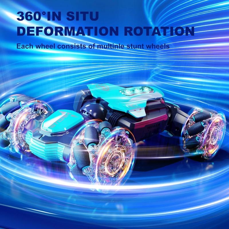 Gesture Sensing Rc Stunt Car,Remote Control Transform Car 2.4ghz 4WD 360° Rotating Drift RC Cars with Lights & Music,Kids Toys for Boys 6-8,Ideas