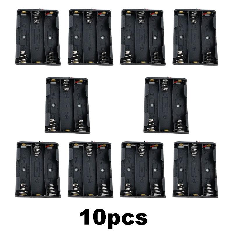 10 шт./лот 2pin черный пластик 3 слота AA 3x1.5v 4.5v батарейный ящик для хранения чехол DIY батарейный контейнер с проводом