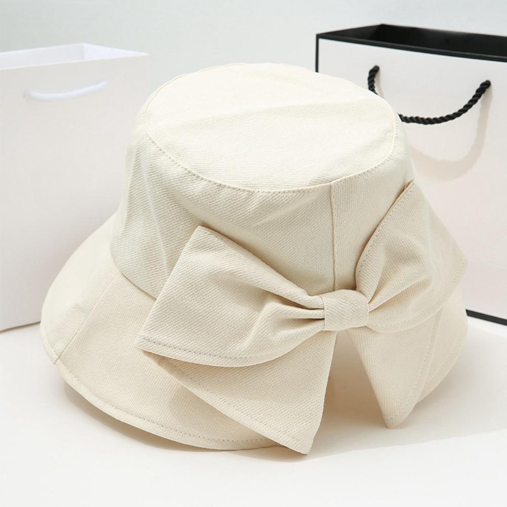 Sunshade Wide Brim Cap Sunscreen UV Protection Sun Hat Casual Bow Bucket Hat Summer