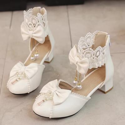 Новые китайские туфли-балетки с низким каблуком для студенток, крутые сапоги в национальном стиле, бант, милое кружево, лоли COS Ханфу женская обувь