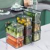 Transparent Vegetable Vegetable Basket Timekeeping Fridge Storage Bin Kitchen Organizer