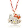 Ожерелье-подвеска Hello Kitty Sanrio с паве-кристаллами для женщин, Официально лицензированное, 16-дюймовое + 3-дюймовая блестящая цепочка, Эмалированное, Позолоченное,