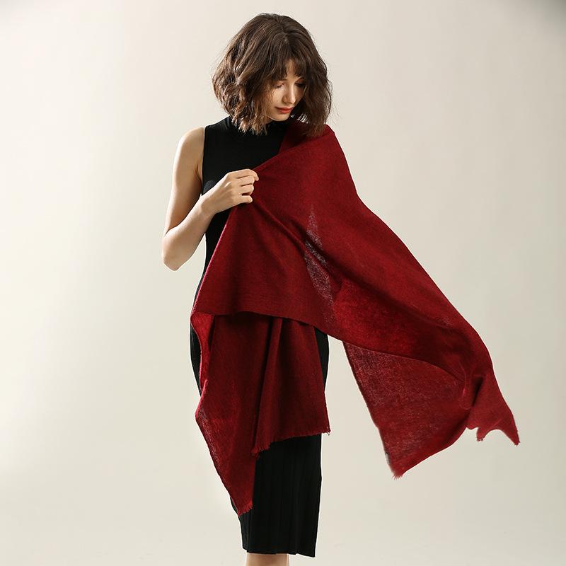 Yak Wool Solid Color Extended Shawl - Warm, Fashionable Scarf for Men and Women