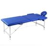VidaXL Foldable Massage Table Blue 2 Zones with Aluminum Frame