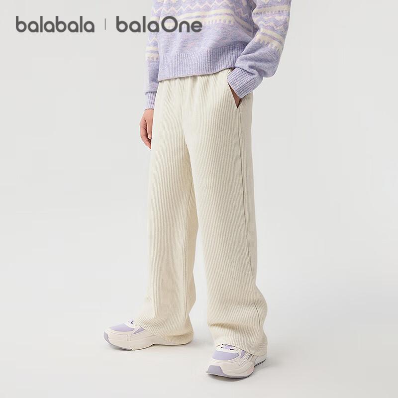Balabala BalaOne Girls Fleece-Lined Straight-Leg Kids Pants 2025 Winter Warm Fashion 208425108006