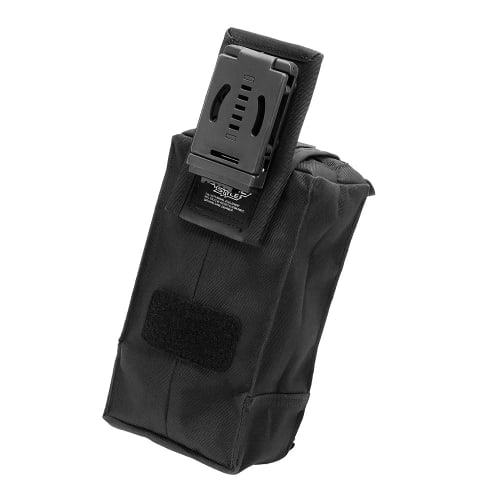 LayLax Compact Dump Pouch, Black, Foldable, Roll-Up, Lightweight, with Belt Clip and Drop Protection, Patch Base