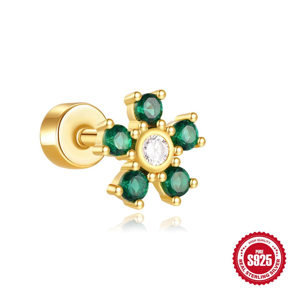 Серьги для пирсинга хряща из стерлингового серебра S925, универсальные, геометрические, с бриллиантами, спиральные, с толстым дном и плоской головкой, женские
