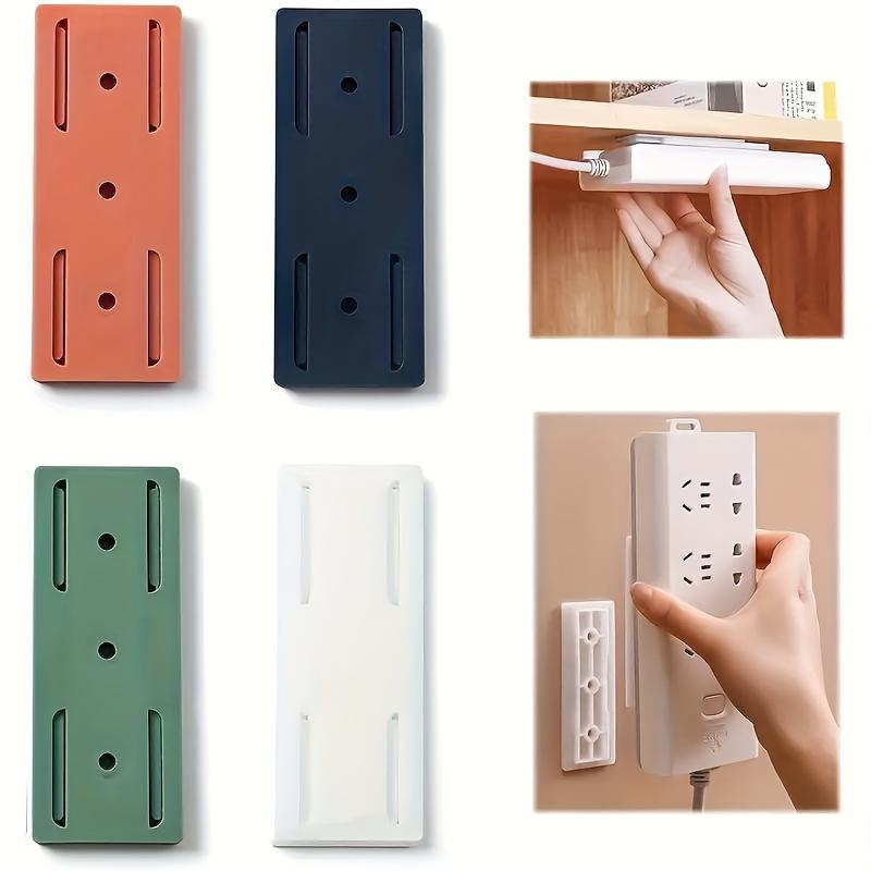 1pc Ultra-Strong Self-Adhesive Wall Mount Socket Organizer with Cable Management Strip Space-Saving Holder, Traceless Easy Install for Home Office