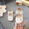 Кожаная обувь для девочек 2025 осень новая обувь принцессы с бантом и кристаллами модная детская обувь на мягкой подошве повседневная