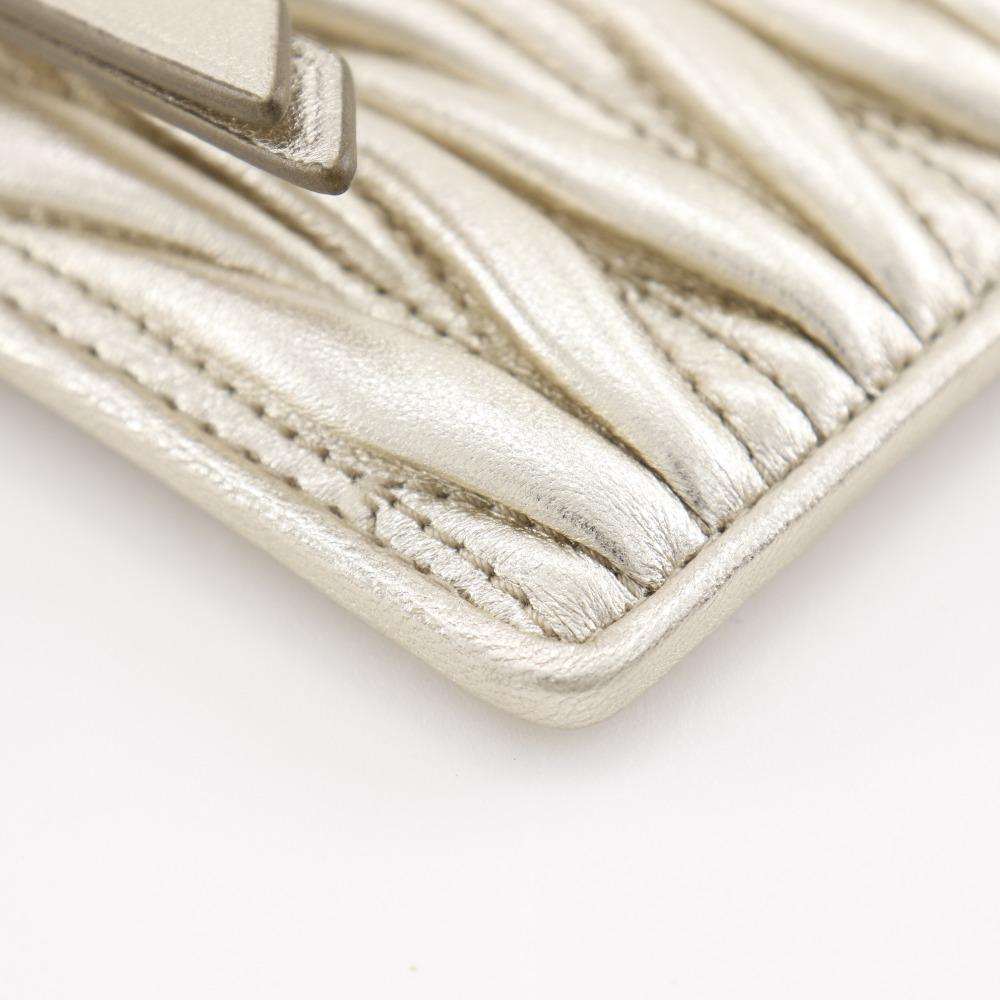 MIUMIU Fragment Case Card Case Matelasse Envelope Coin Purse PIRITE Leather Women Used