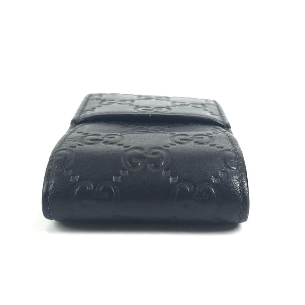 GUCCI 181716  Guccissima logo GG Pouch  Flap Cigarette case Sima leather Black