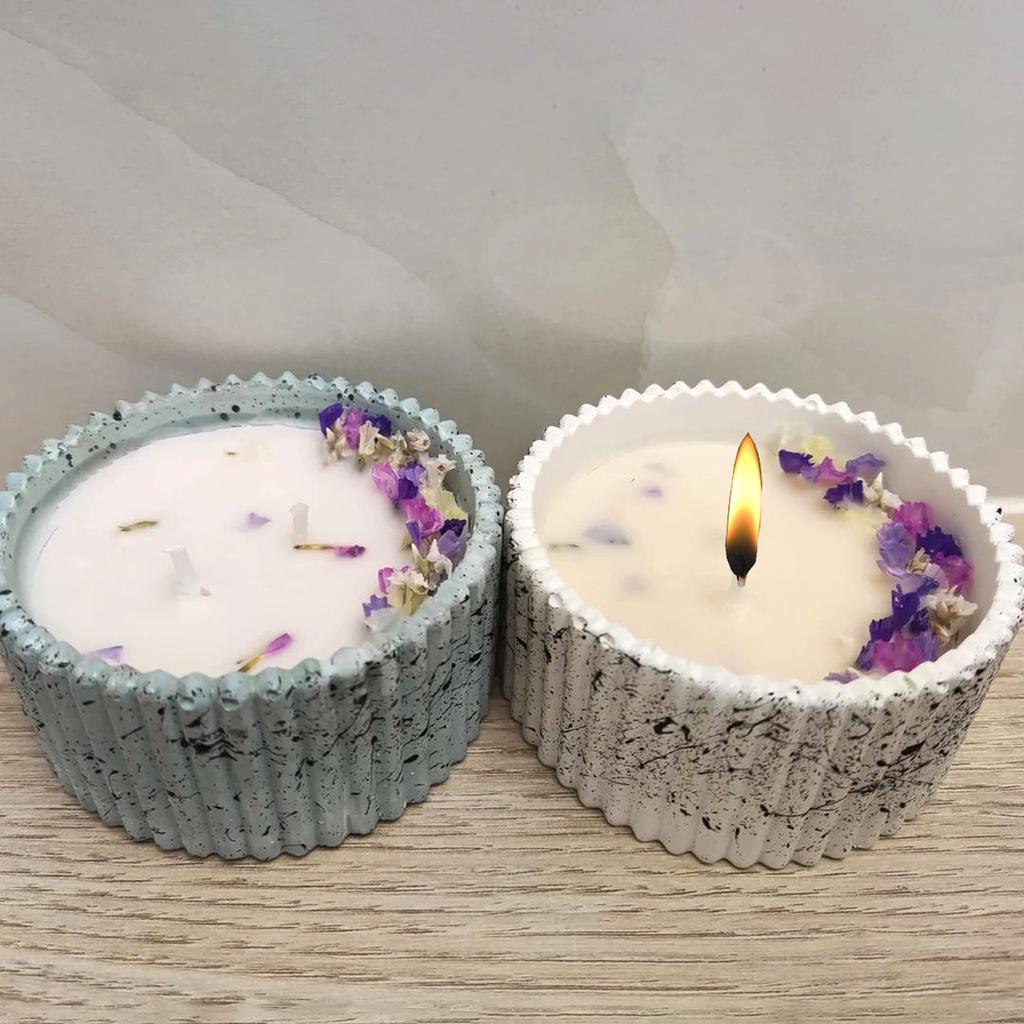 Round Candle Jar Silicone Mold Striped Plaster Epoxy Resin Flower Pot DIY Making Jewelry Storage Jar Home Decoration Art Jewelry