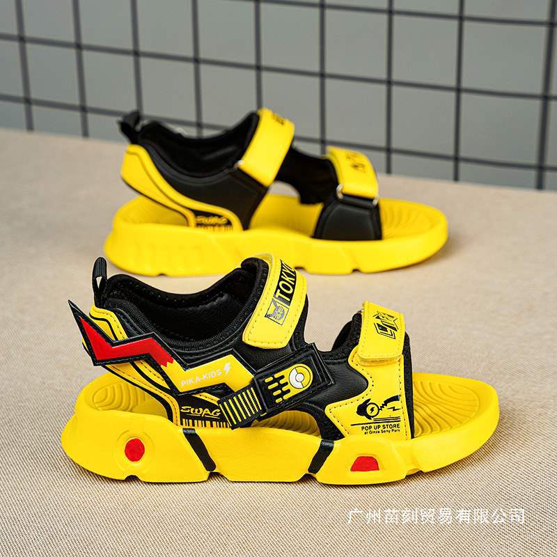 Children's sandals open-toed beach shoes cartoon children's Pikachu sandals soft sole non-slip wholesale one piece