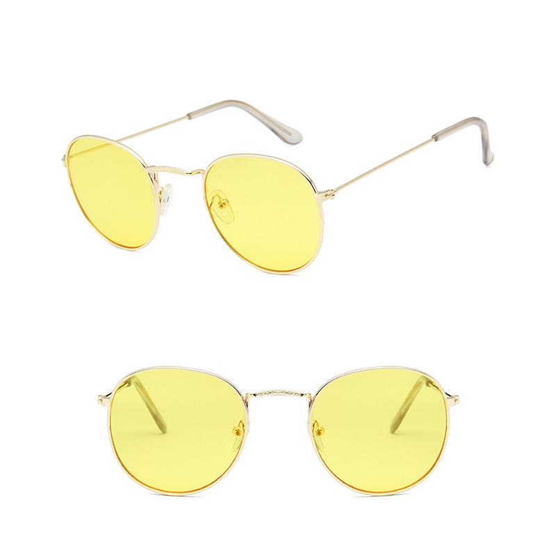 Мода Мода Круглая Рамка Стеклянные Аксессуары Солнцезащитные Очки Светоотражающий Тени Тенденция Красочные Для Женщин Анти-УФ