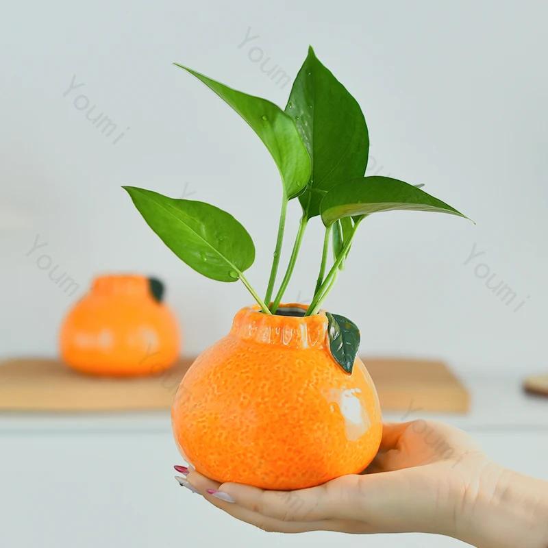 Креативные оранжевые керамические вазы для цветов для дома, гостиной, вазы для цветочных композиций, изысканные украшения для рабочего стола в офисе, подарки