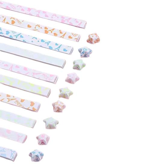 420 листов светящейся бумаги со звездами оригами, полоски разных цветов, двухсторонняя, легко складывающаяся бумага Lucky Star