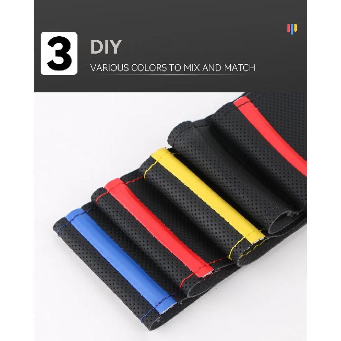 DIY Universal Car Steering Wheel Cover Artificial leather Steering Wheel Wrap Soft Breathable Car Accessories 38cm Auto Supplies