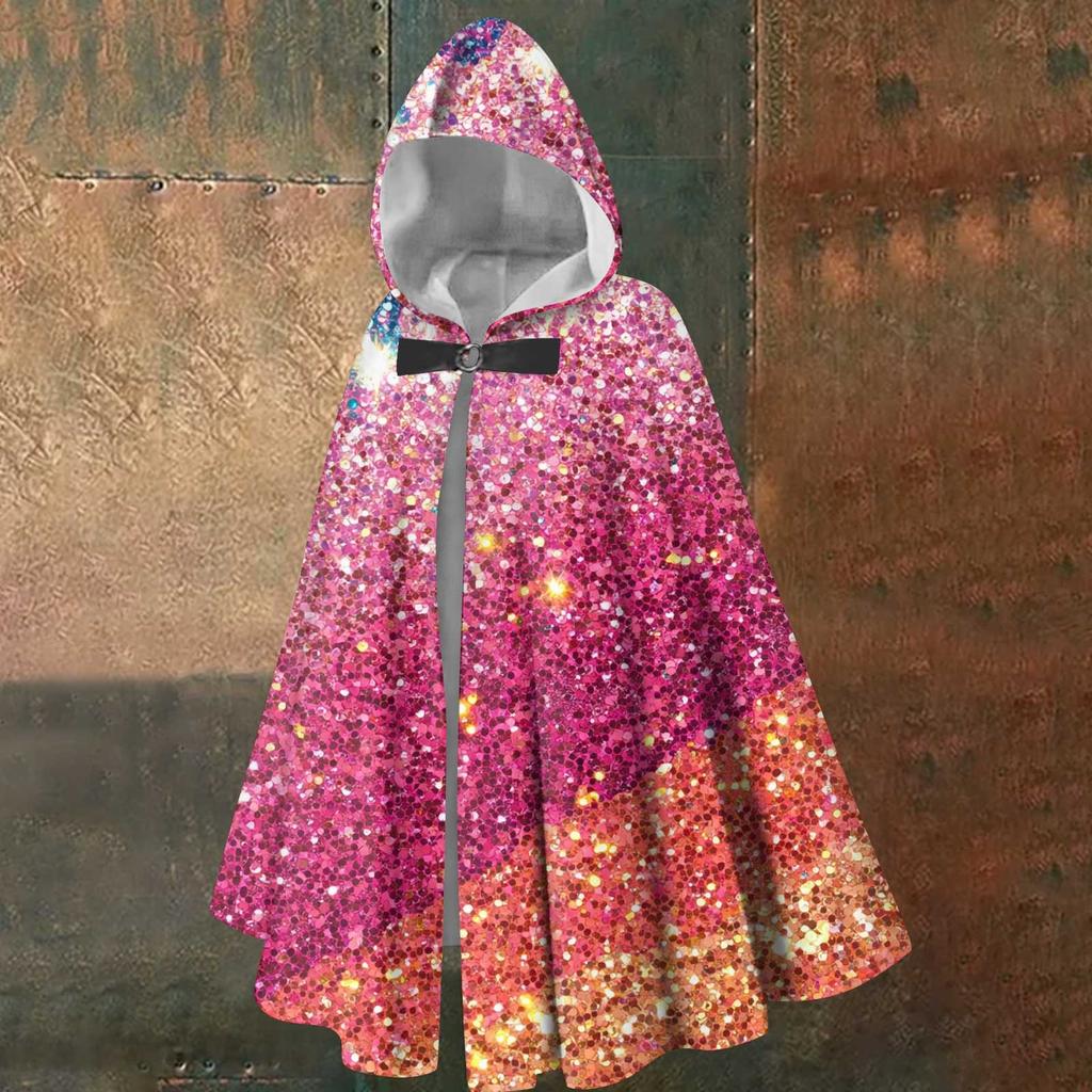 Christmas Print - Unisex Retro Vertical Cape Long Hooded Cape