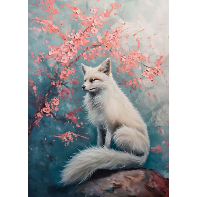 Sakura Fox Penguin Owl Eagle Raccoon Flamingo Poster Print Animal Canvas Painting for Living Room Home Decor