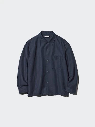 Uniqlo Хлопково-льняная рубашка-куртка 4 цвета XS-4XL Мужская Унисекс Новая Япония
