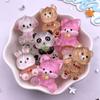 10PCS Resin Kawaii Colorful Candy Color Cartoon Panda Rabbit Bear Fox Flatback Stone Figurine Scrapbook Bow DIY Craft Supplies