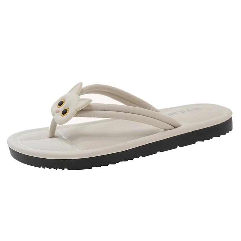 2024 New Fashion Drag Women's Summer Fashion Wear-resistant Soft Sole Thickened Wedge Drag Simple Korean Style Beach Sandals