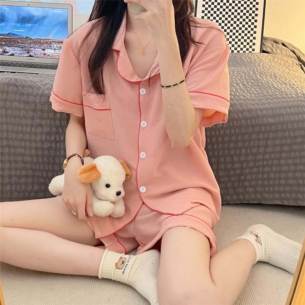 Пижама с цветочным принтом, женский пижамный комплект, корейская летняя пижама из 2 предметов, милая домашняя одежда для студентов