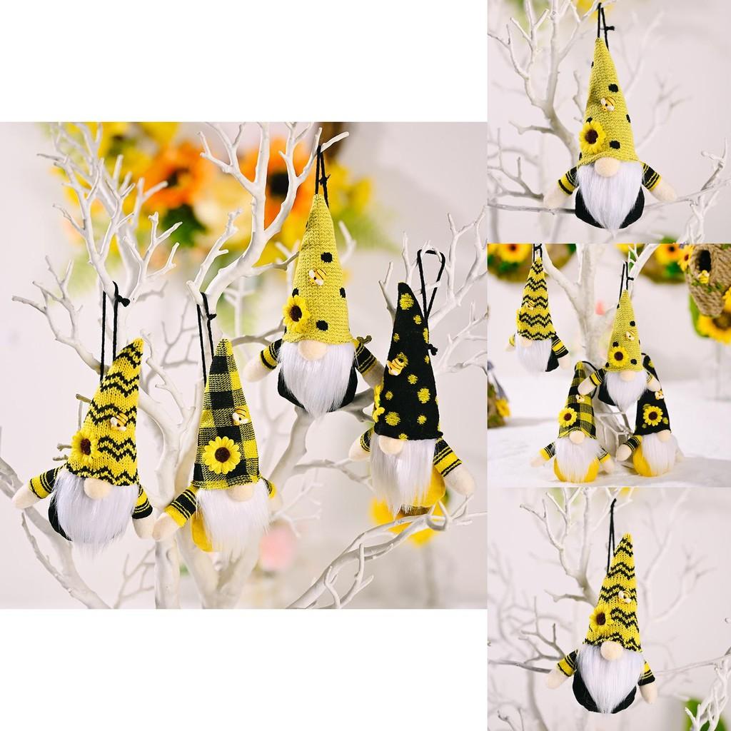 Очаровательная кукла без лица, вдохновленная пчелой, в полосатой шляпе для сезонных украшений