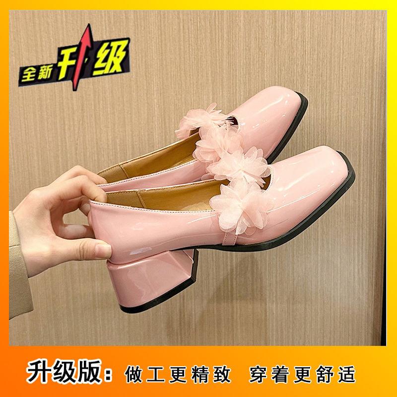 Туфли женские Мэри Джейн на толстом французском каблуке, лето 2025, новые туфли из лакированной кожи с квадратной головкой и неглубоким горлом в стиле феи с юбкой