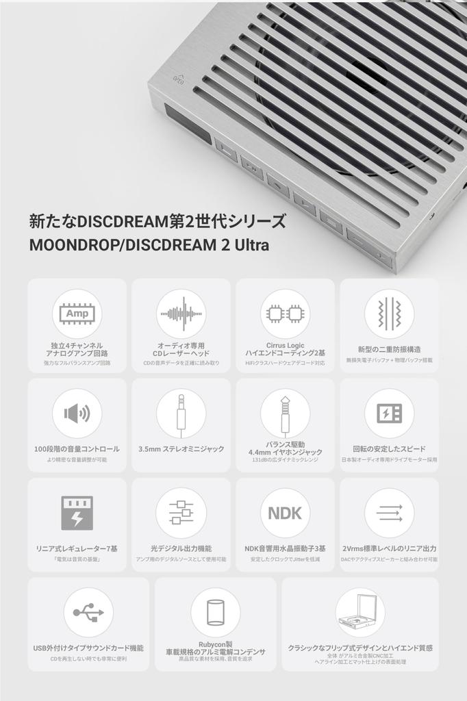 Moondrop CD Player DISCDREAM 2 Ultra Portable CD Player Portable Versatile CD Player Drive Earphone Jack Earphone Jack Multifunctional Earphone Jack