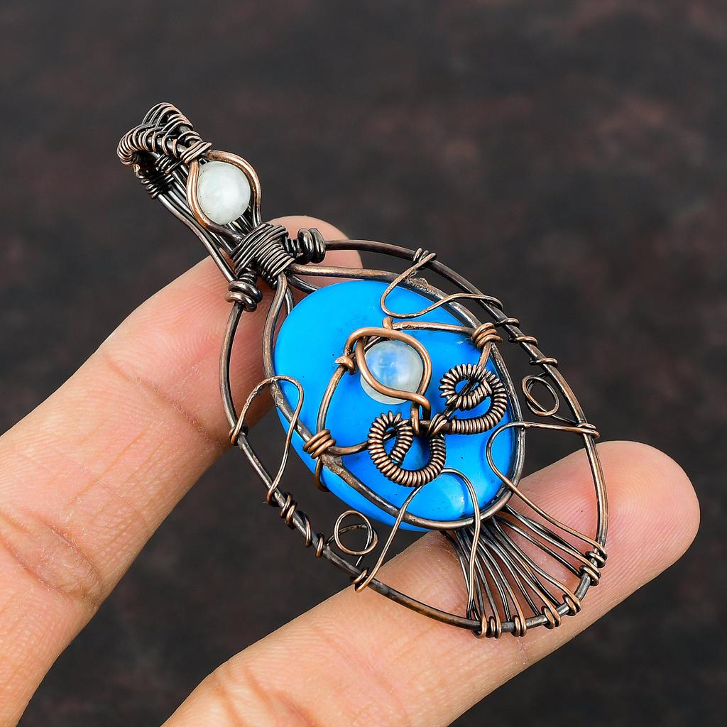 Дурной глаз Спящая красавица бирюзовый кулон медная проволока обернутый кулон радуга лунный камень кулон драгоценный камень ручная работа медные украшения для подарков