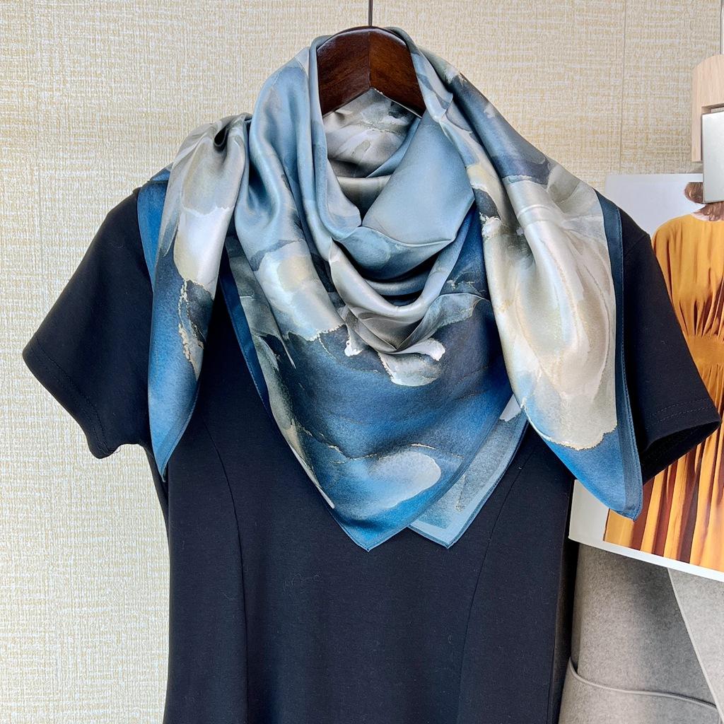 Guofeng Mulberry Silk Scarf, Female Spring And Autumn Gift Shawl For Middle-Aged And Elderly, Thin Silk Travel Scarf