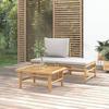 VidaXL Garden Lounge Set 3 Pcs with Light Grey Cushions Bamboo 362275