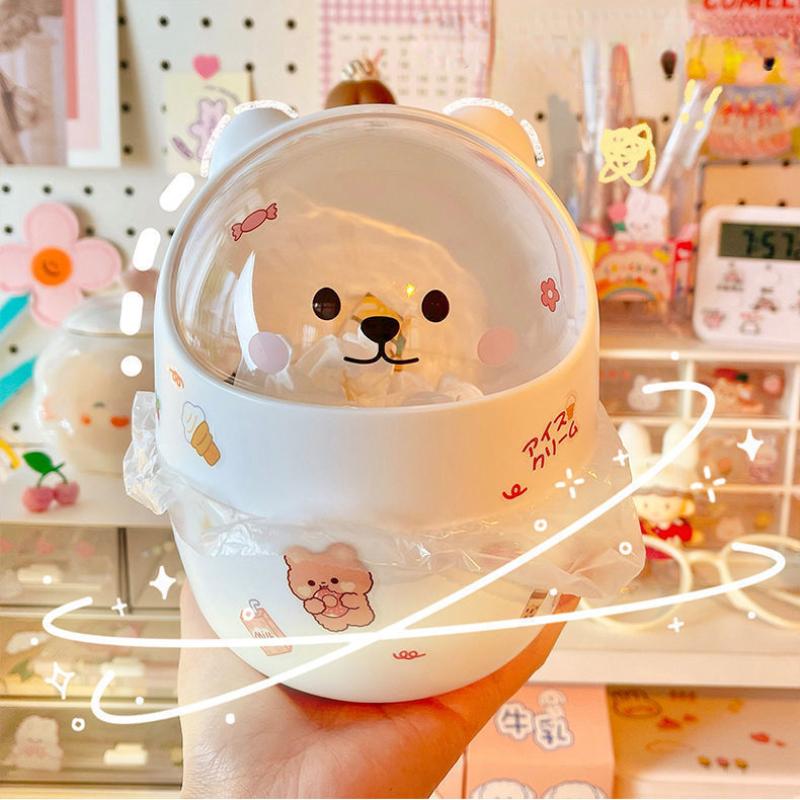 1 шт., креативная коробка для хранения канцелярских принадлежностей Kawaii, милый мультяшный ящик для хранения косметики, студенческий офисный настольный органайзер, студенческие принадлежности