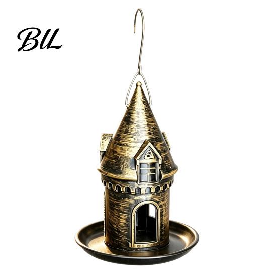 Outdoor Courtyard Bird Feeder Retro Castle Feeder, Metal Hanging Decorative Wild for Garden Backyard Balcony Decor Weather Resistant