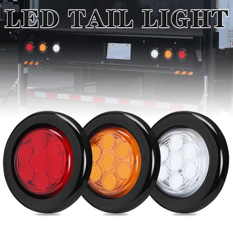 12V 2 inch Round Tail Light 7 LED Side Marker Lights Flush Mount Signal Lamp For Car Truck Trailer Tractor Pickup ATV Bus Lorry