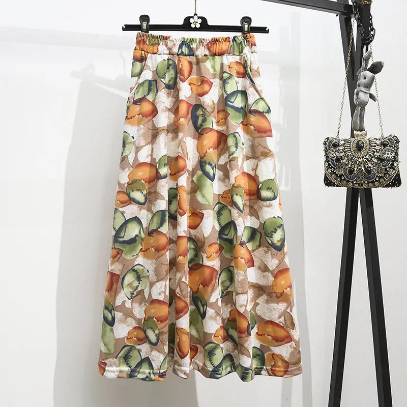 WTEMPO Женские весенние свободные юбки трапециевидной формы в этническом стиле с высокой талией, летние хлопковые плиссированные юбки большого размера с принтом