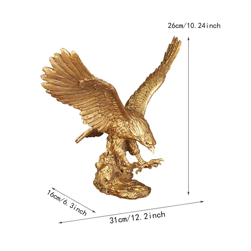 Смола Фигурка Орла Настольная Статуэтка Декор Скульптура Животного Декоративная Ручной Работы Золотого Цвета для Библиотек Ретро Скульптура Орла