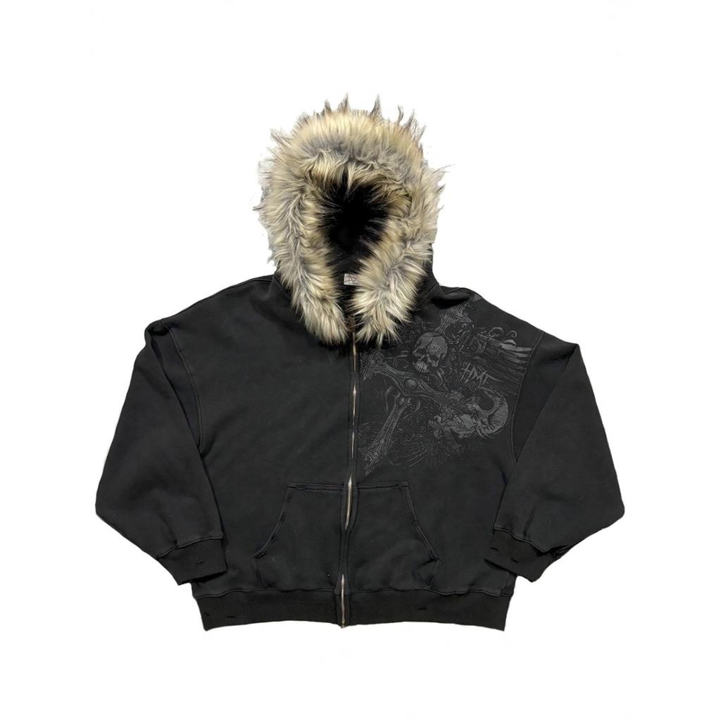 BeatStreet Осень/Зима Y2k Женские Эстетичные Харадзюку Толстовки с Капюшоном и Воротником из Искусственного Меха Одежда Графические Хип-Хоп Панк Готические Толстовки на Молнии